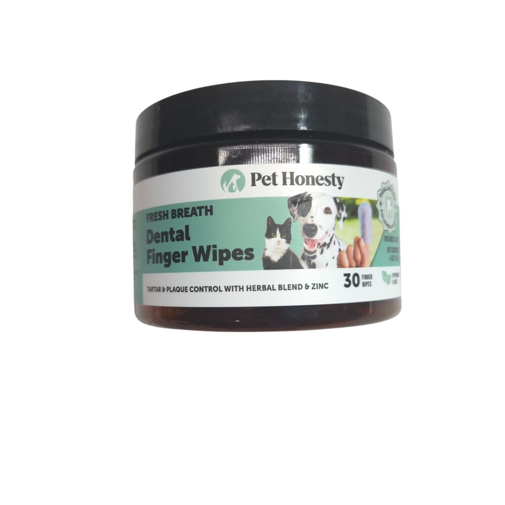 Pet Honesty Fresh Breath Dental Finger Wipes For Dogs & Cats 30 Count Peppermint